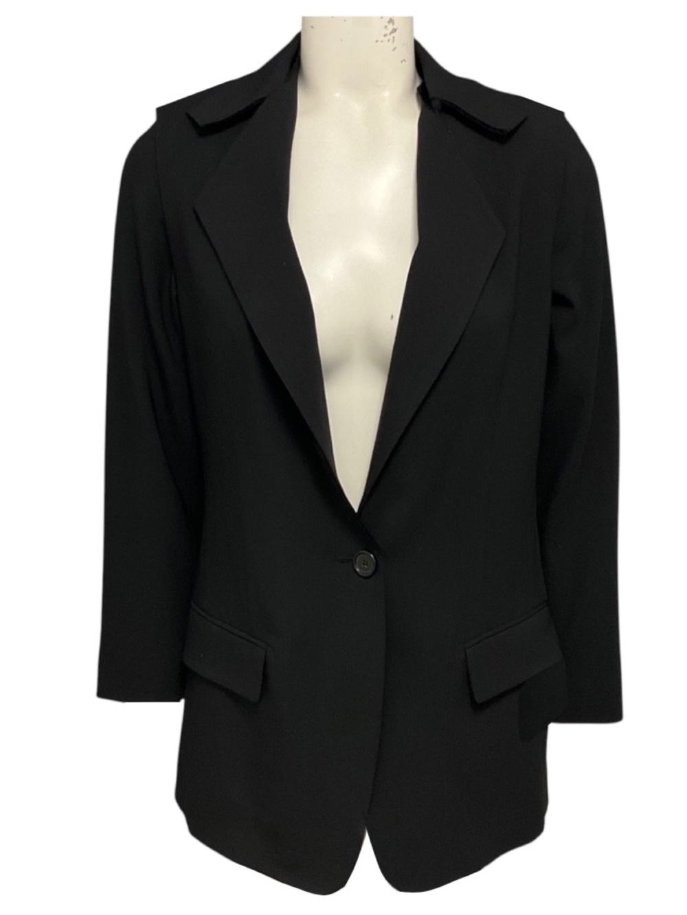 MAISON MARTIN MARGIELA BLACK LAYERED TWO PIECE WOOL BLAZER JACKET